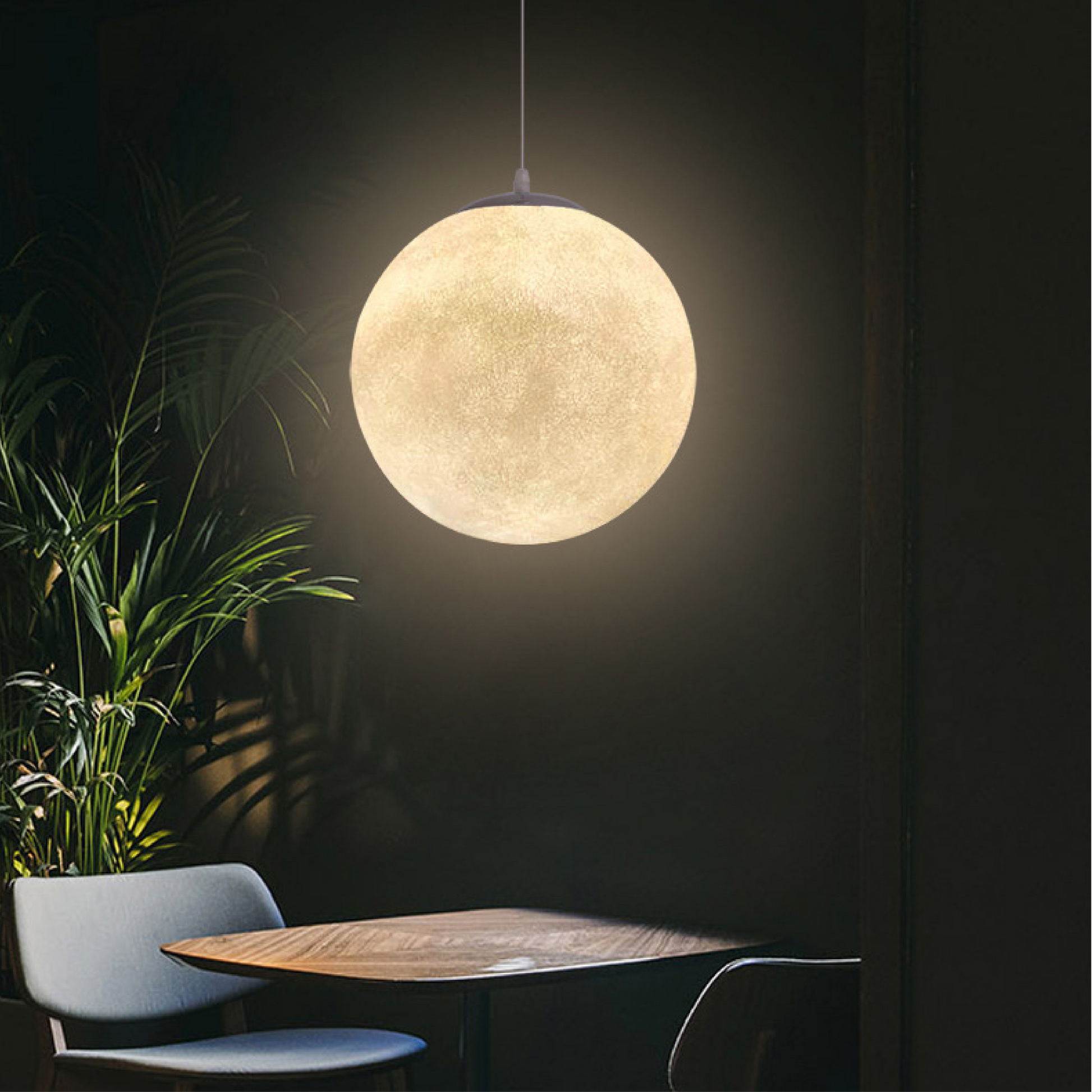 Moon Pattern Pendant Lamp | Serene Bamboo Shade with LED Lighting 4