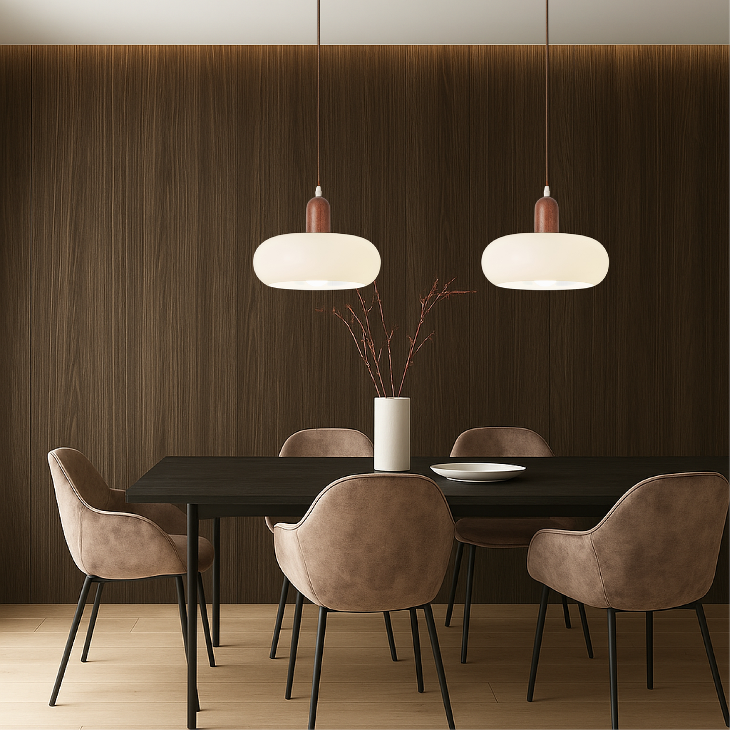 Nordic Pendant Lamp | Cream Finish with Adjustable Height 2