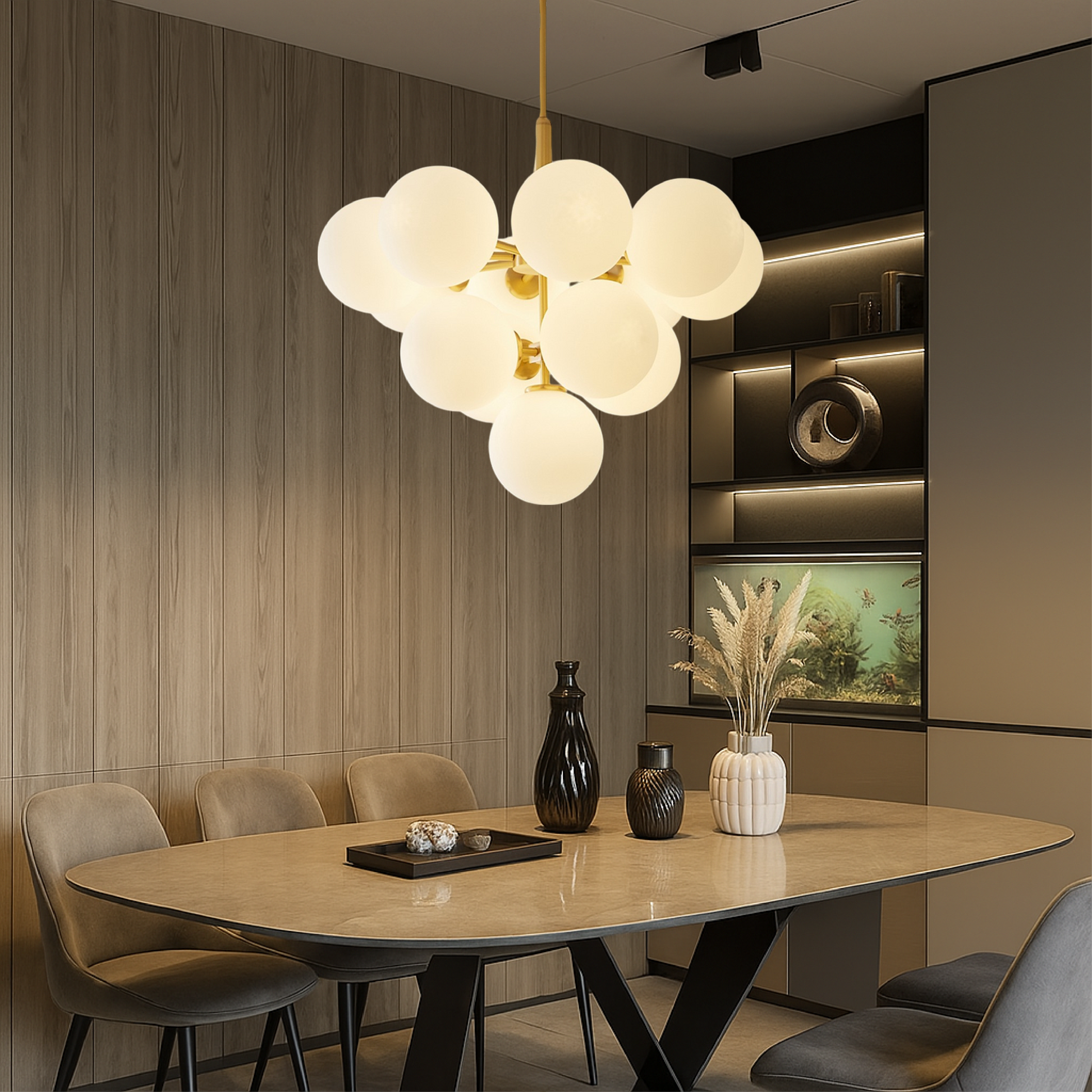 Nordic Style Ball Chandelier | Elegant Spherical Glass Shades 4