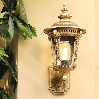 Outdoor Wall Lantern | Vintage Glass Shade with Durable Aluminum Body 2