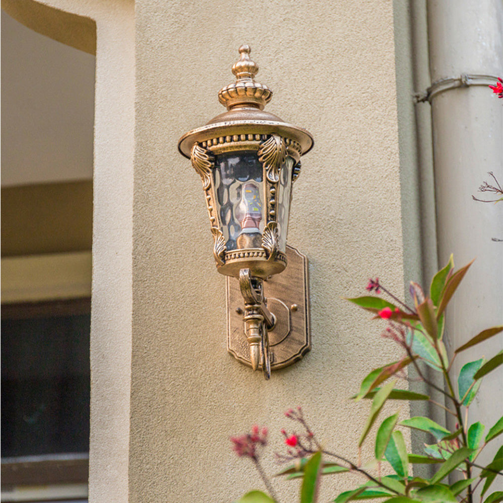 Outdoor Wall Lantern | Vintage Glass Shade with Durable Aluminum Body 4