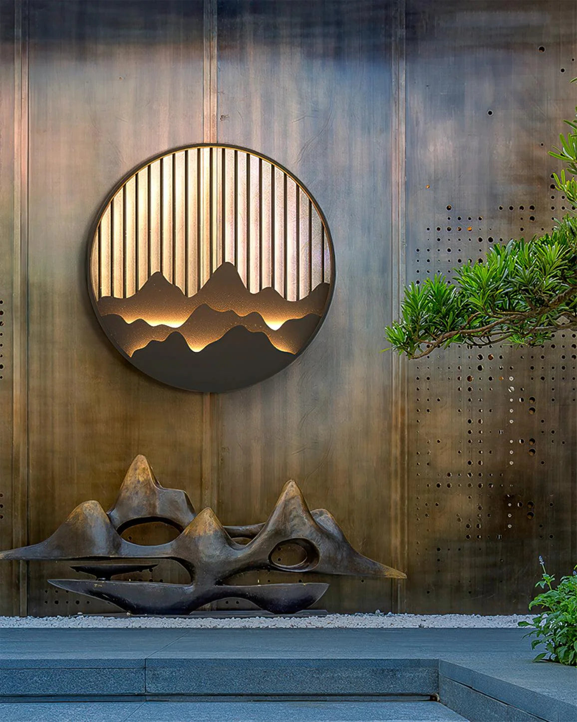 Outdoor Wall Light Fixtures | Artistic Mountain Design with LED Illumination 4