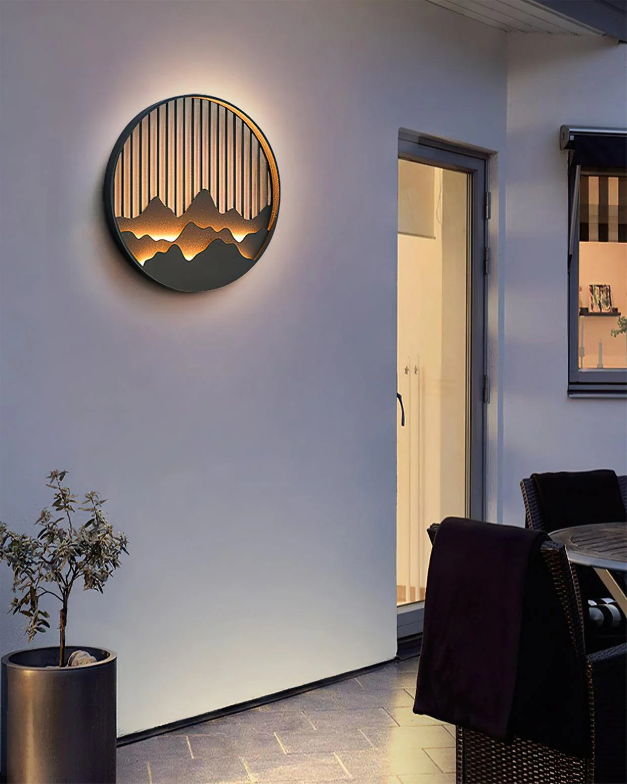 Outdoor Wall Light Fixtures | Artistic Mountain Design with LED Illumination 5