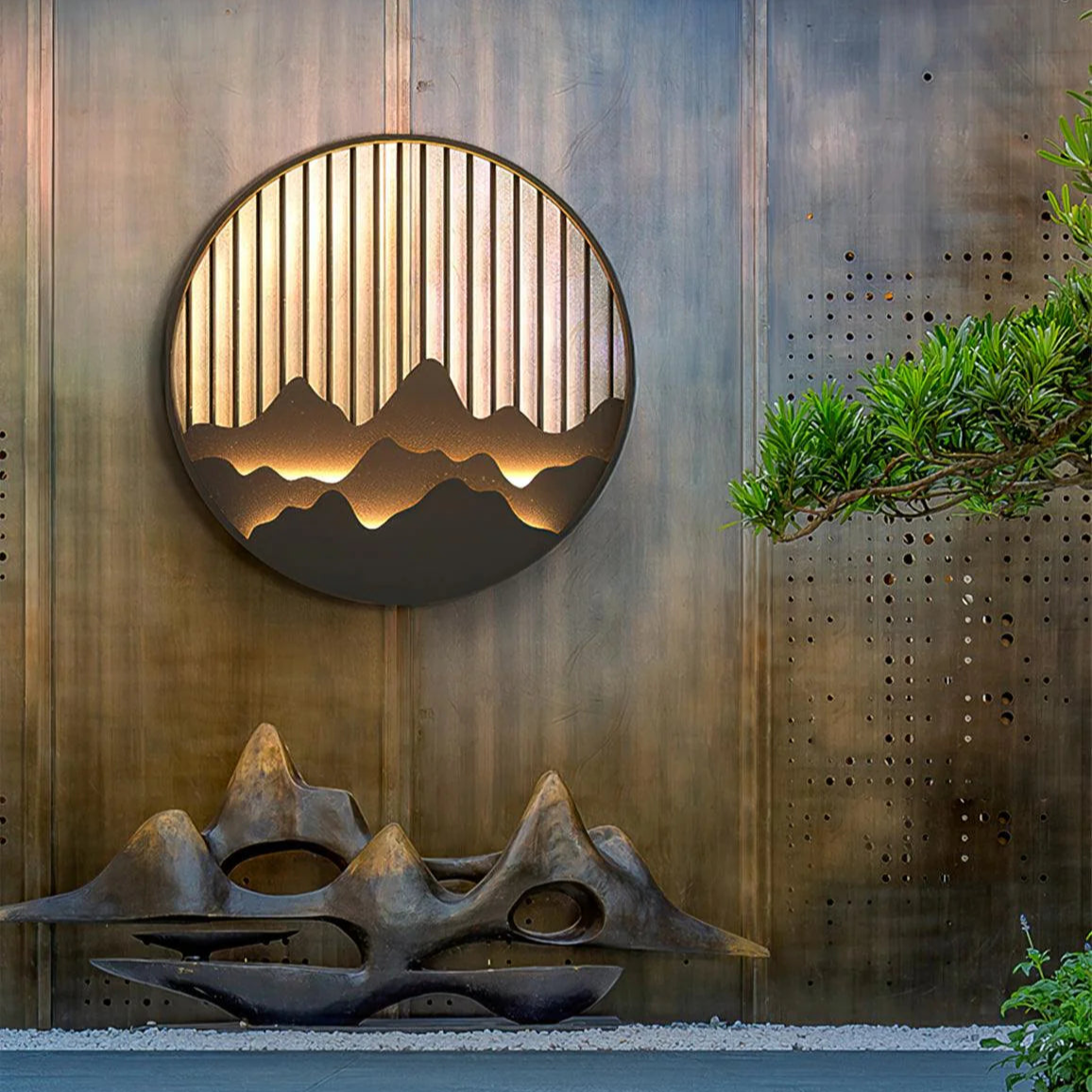 Outdoor Wall Light Fixtures | Artistic Mountain Design with LED Illumination 6