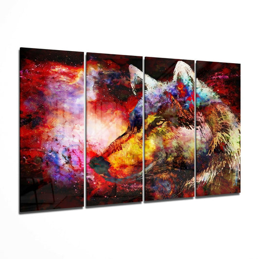 Wolf 4 Pieces Mega Glass Wall Art (59"x36")