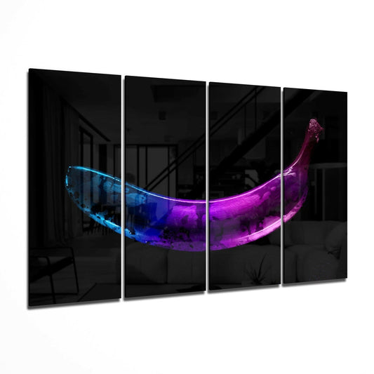 A Banana 4 Pieces Mega Glass Wall Art (59"x36")