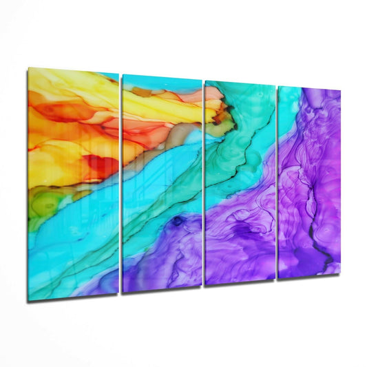 Colorful Steam 4 Pieces Mega Glass Wall Art (59"x36")