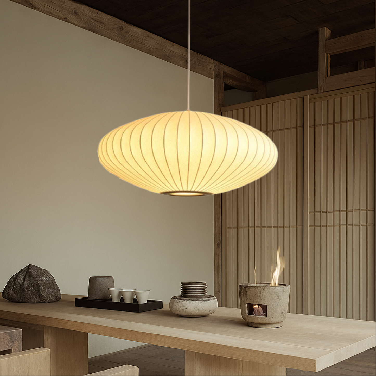 Pendant Lamp | Sculptural Silk Shade for Contemporary Spaces 1