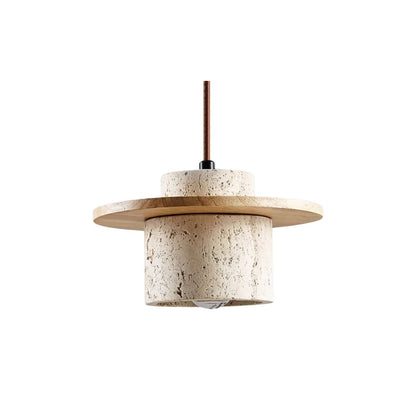 Pendant Lighting Fixture | Elegant Natural Stone Design with Wood Accents 1