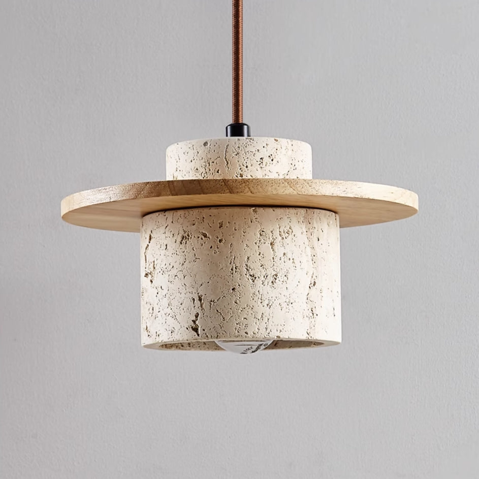 Pendant Lighting Fixture | Elegant Natural Stone Design with Wood Accents 4
