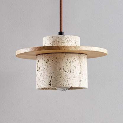 Pendant Lighting Fixture | Elegant Natural Stone Design with Wood Accents 4
