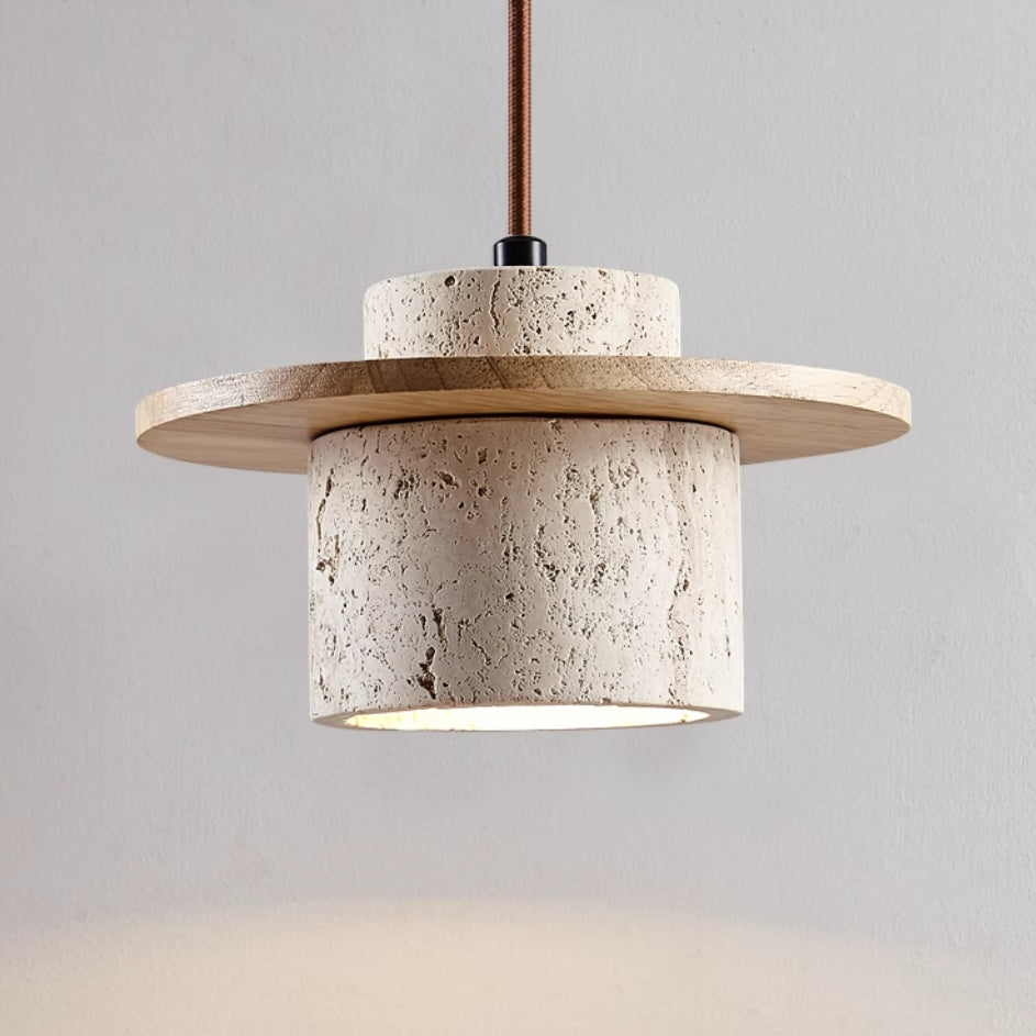 Pendant Lighting Fixture | Elegant Natural Stone Design with Wood Accents 6