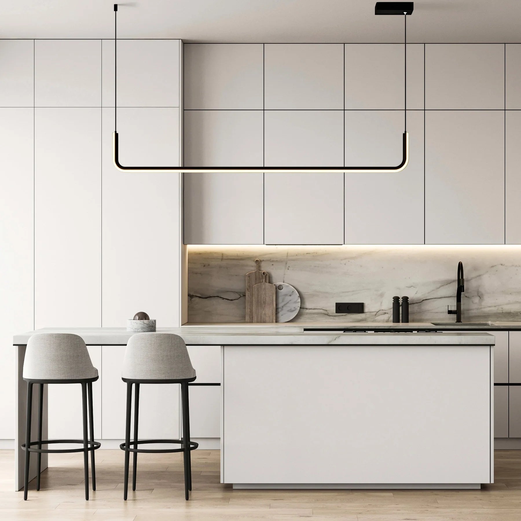 Pendant Lighting for Kitchen Island | Sleek U-Shaped Design with Integrated LED 0