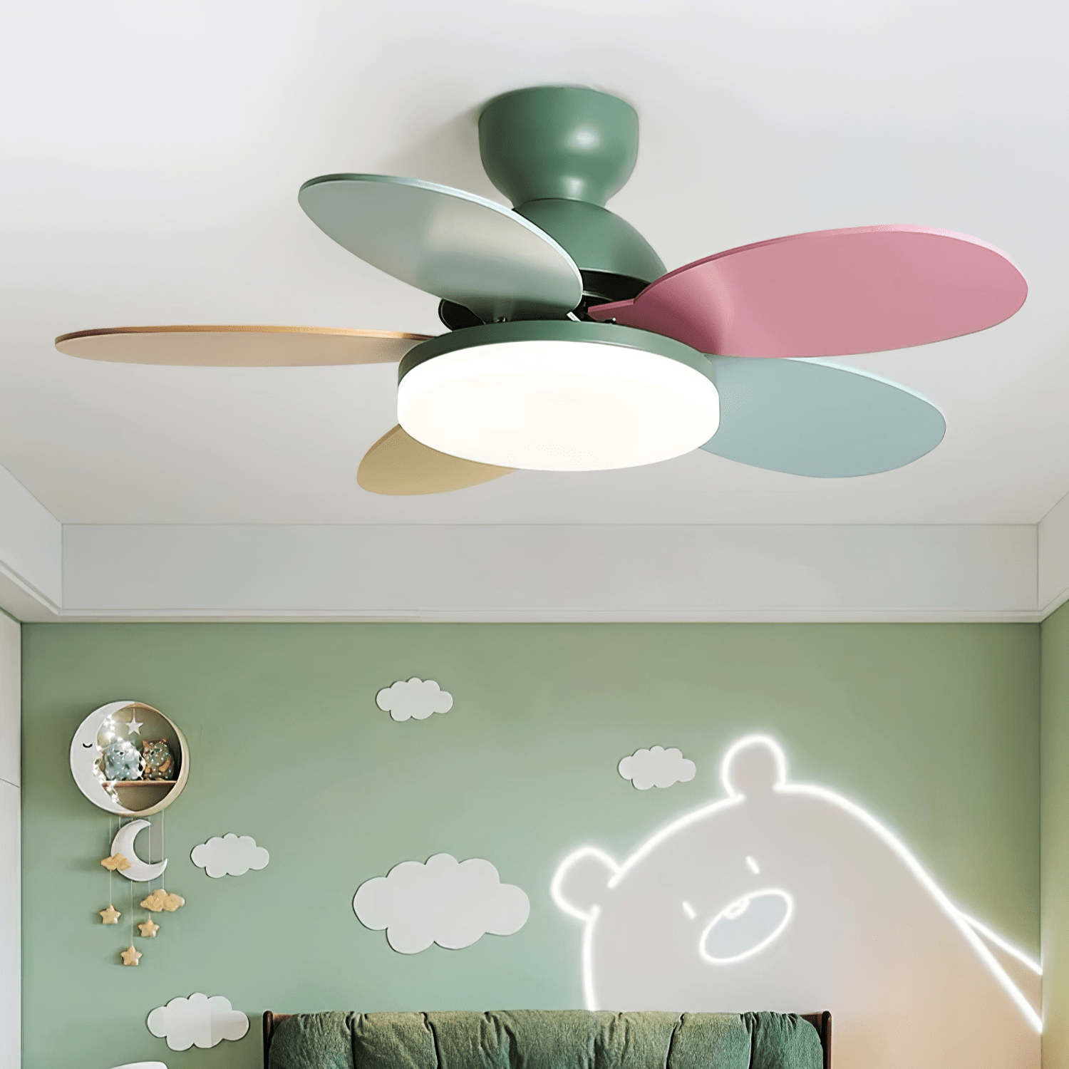 Ceiling Fan Light | Elegant Flower Petal Design with LED Lighting 4