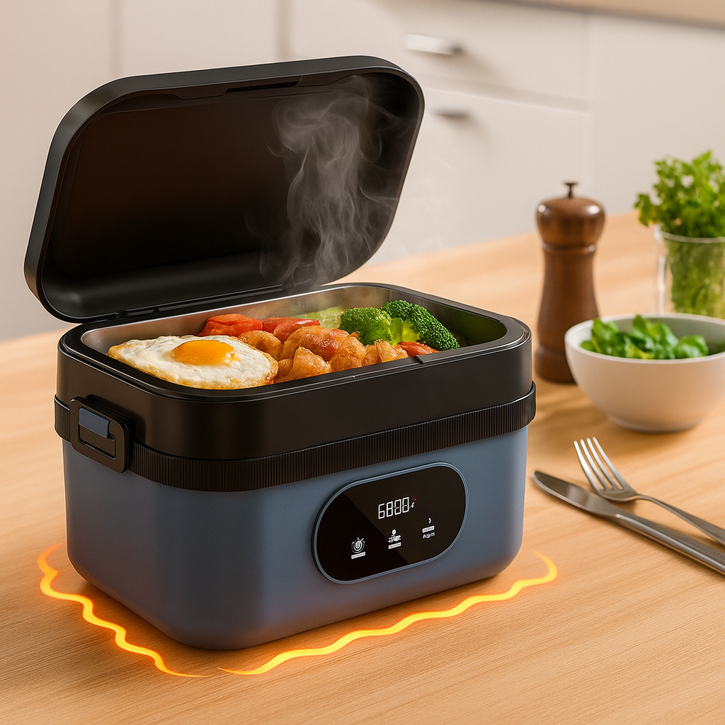 Portable Self-Heating Lunch Box | Rechargeable Stainless Steel Food Warmer 4