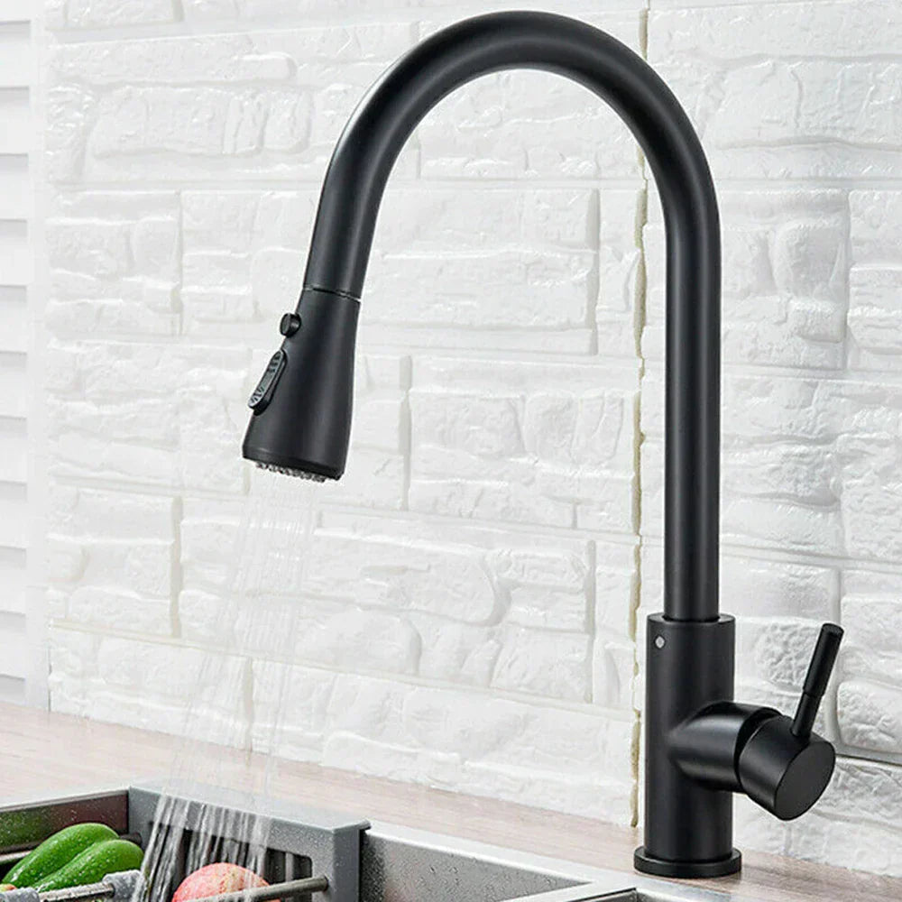 Pull-Down Kitchen Faucet | Modern Black Stainless Steel Design with Sprayer 0