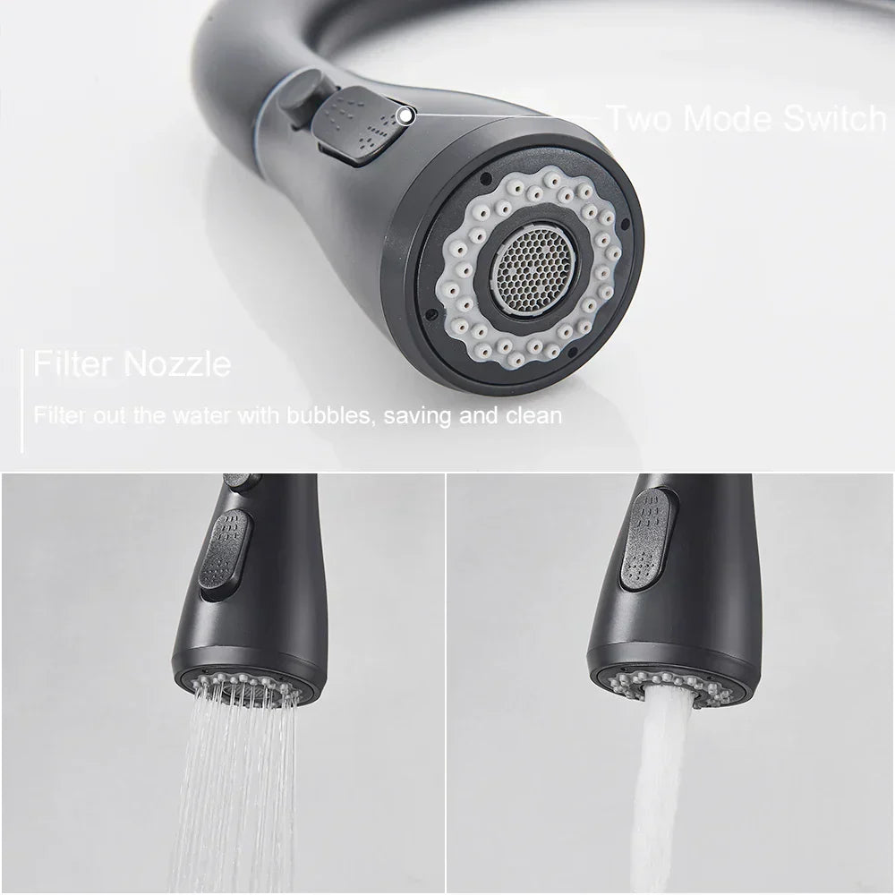 Pull-Down Kitchen Faucet | Modern Black Stainless Steel Design with Sprayer 3