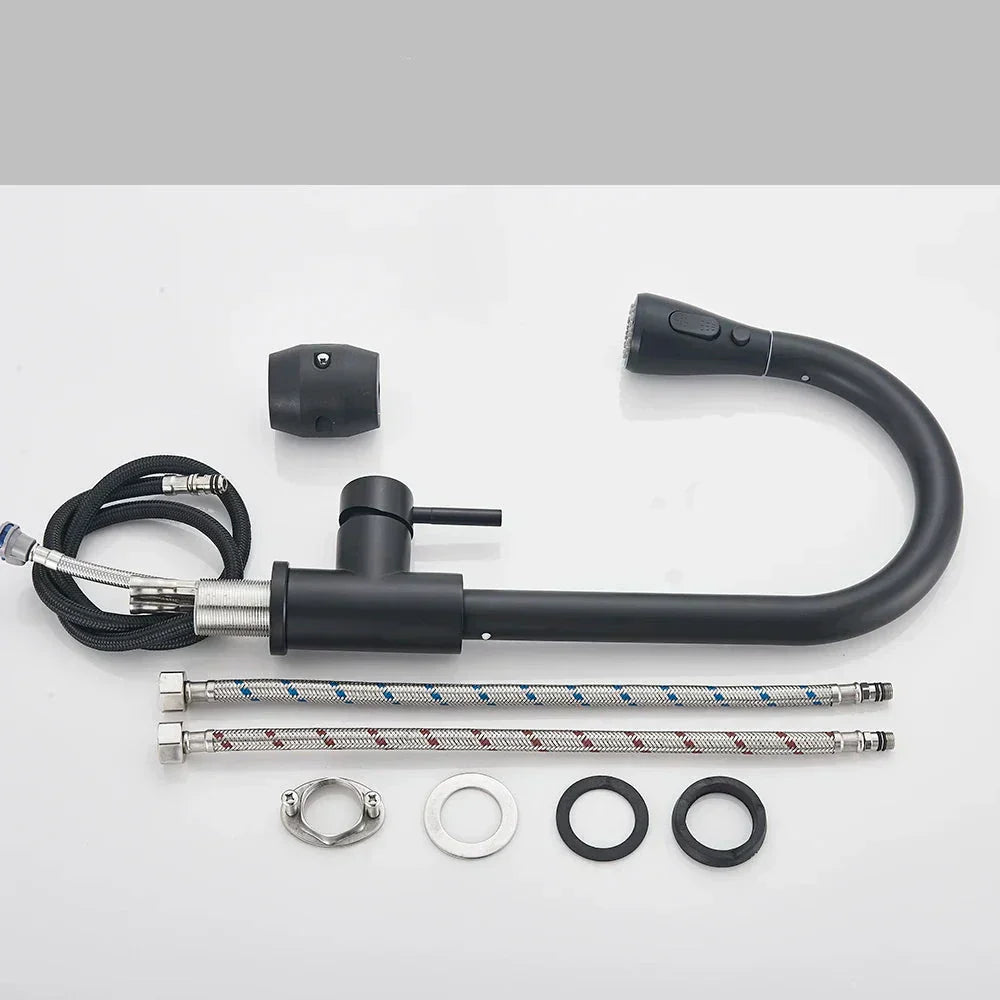 Pull-Down Kitchen Faucet | Modern Black Stainless Steel Design with Sprayer 5