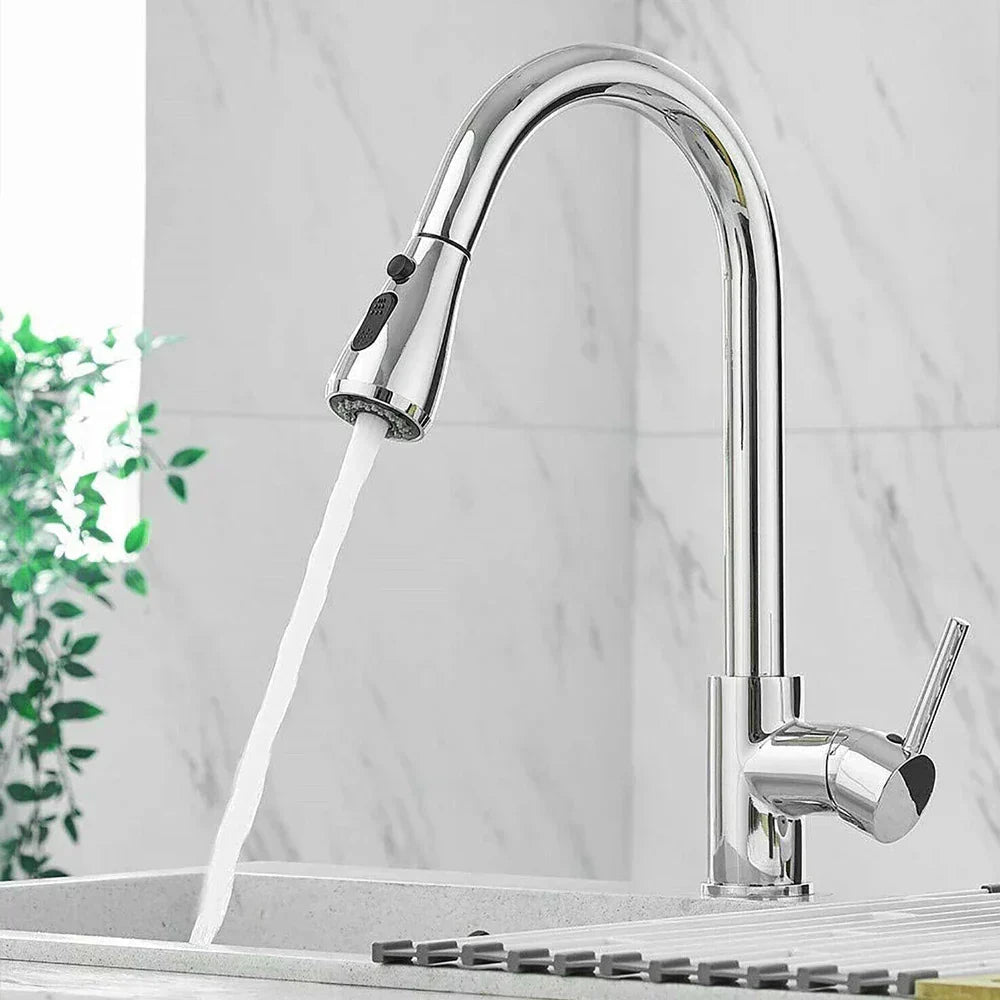 Pull-Down Kitchen Faucet | Modern Black Stainless Steel Design with Sprayer 8