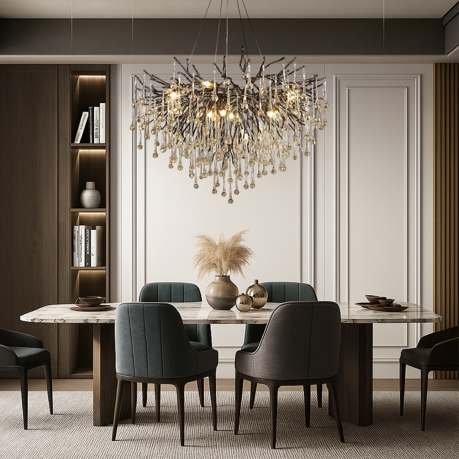 Raindrop Chandelier | Modern Black Design with LED Lighting 2