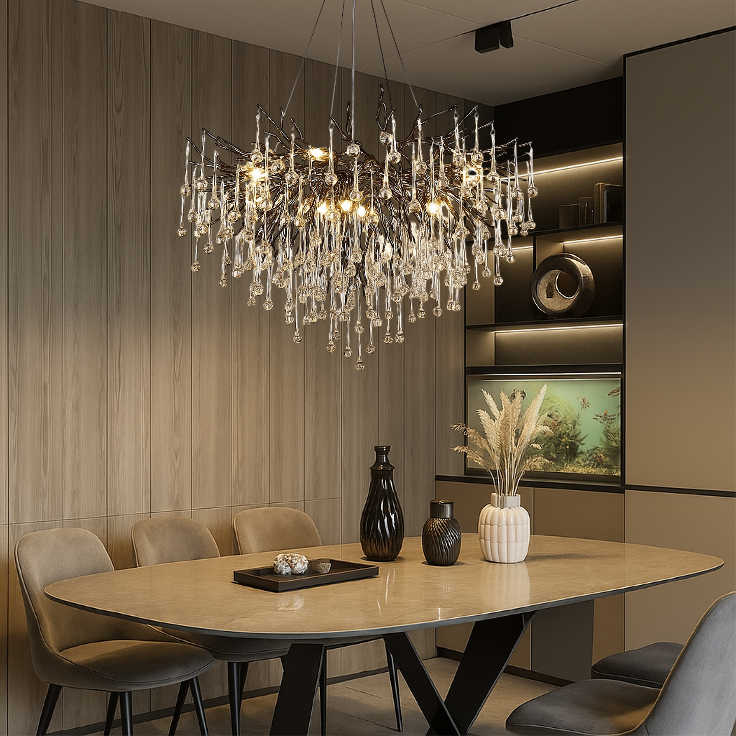 Raindrop Chandelier | Modern Black Design with LED Lighting 4