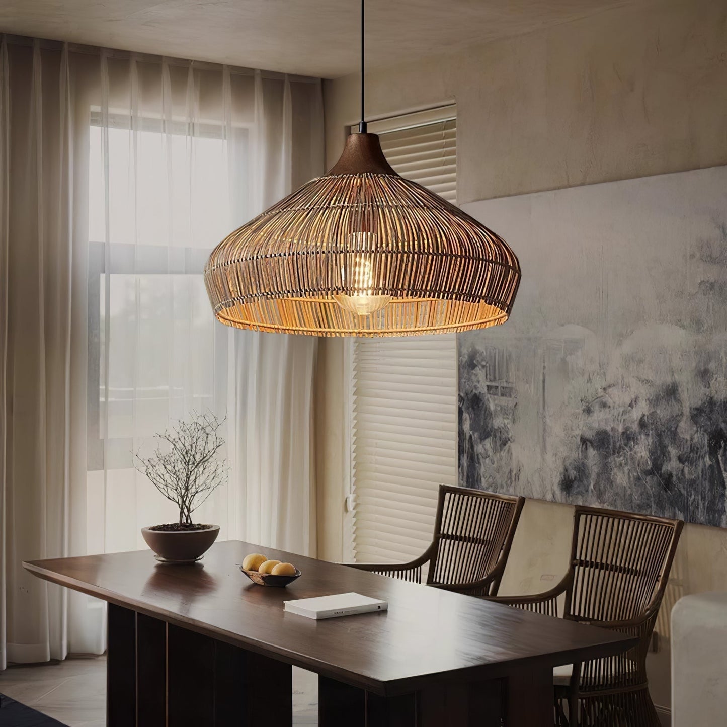 Rattan Pendant Lamp | Hand-Woven Shade for Cozy Interiors 0