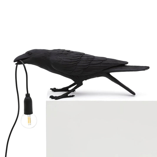 Raven Table Lamp | Unique Resin Sculpture with Edison Bulb for Bedroom and Living Room 1