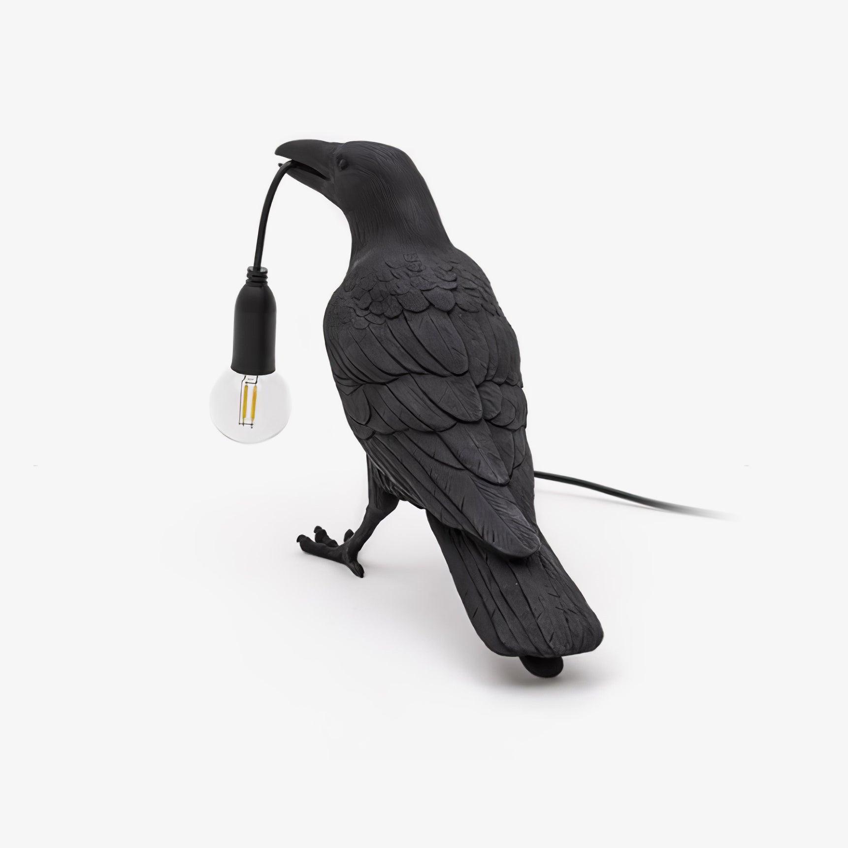 Raven Table Lamp | Unique Resin Sculpture with Edison Bulb for Bedroom and Living Room 2
