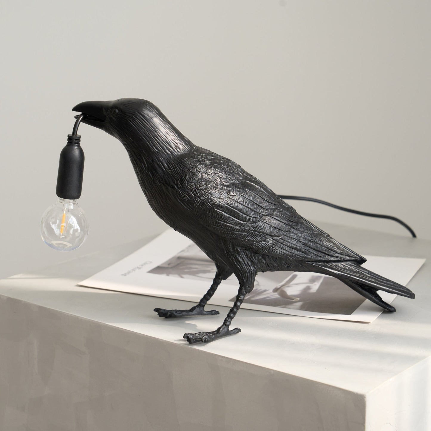 Raven Table Lamp | Unique Resin Sculpture with Edison Bulb for Bedroom and Living Room 5