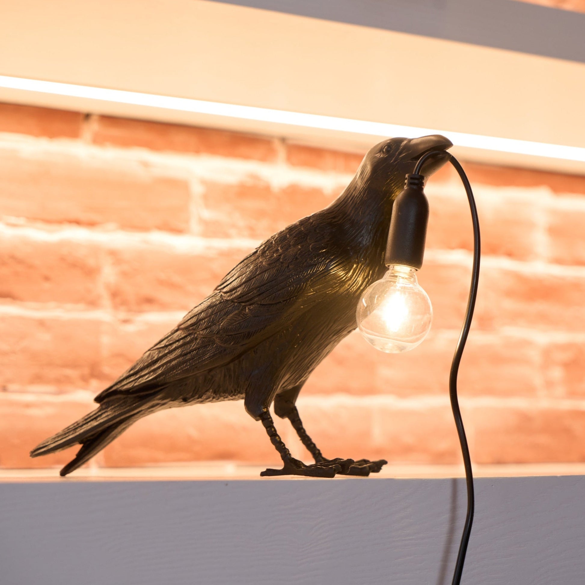 Raven Table Lamp | Unique Resin Sculpture with Edison Bulb for Bedroom and Living Room 6