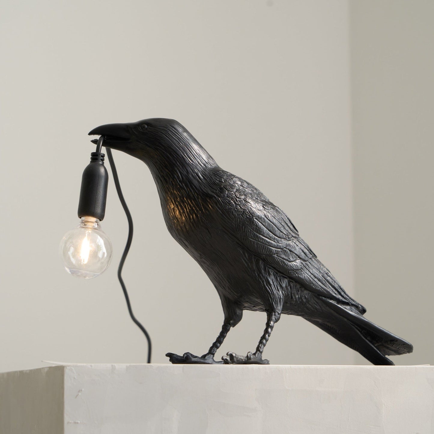 Raven Table Lamp | Unique Resin Sculpture with Edison Bulb for Bedroom and Living Room 8