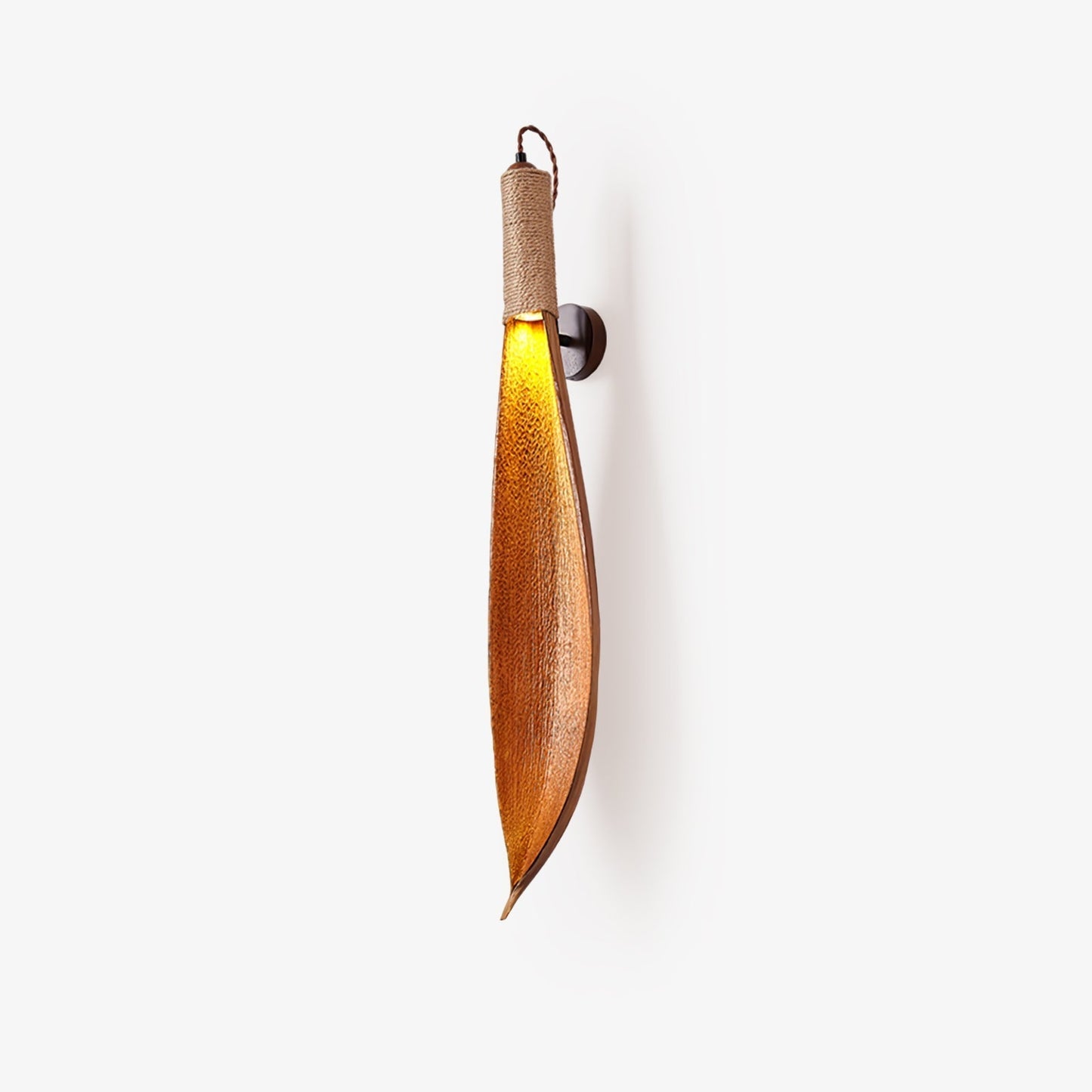 Rustic Wall Sconce Lighting | Organic Jute Design with Cocoa Leaves 2