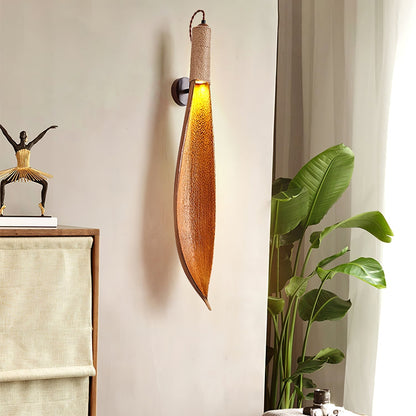 Rustic Wall Sconce Lighting | Organic Jute Design with Cocoa Leaves 6
