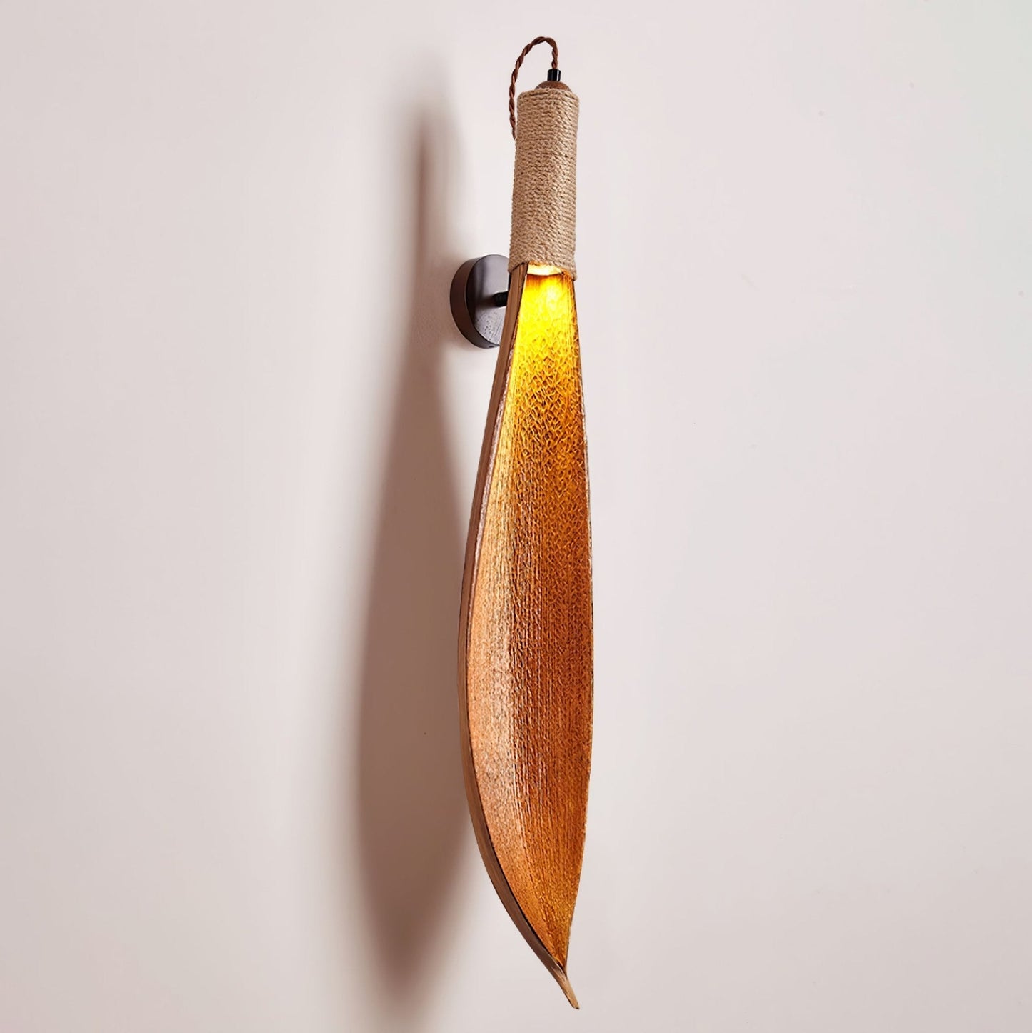 Rustic Wall Sconce Lighting | Organic Jute Design with Cocoa Leaves 9