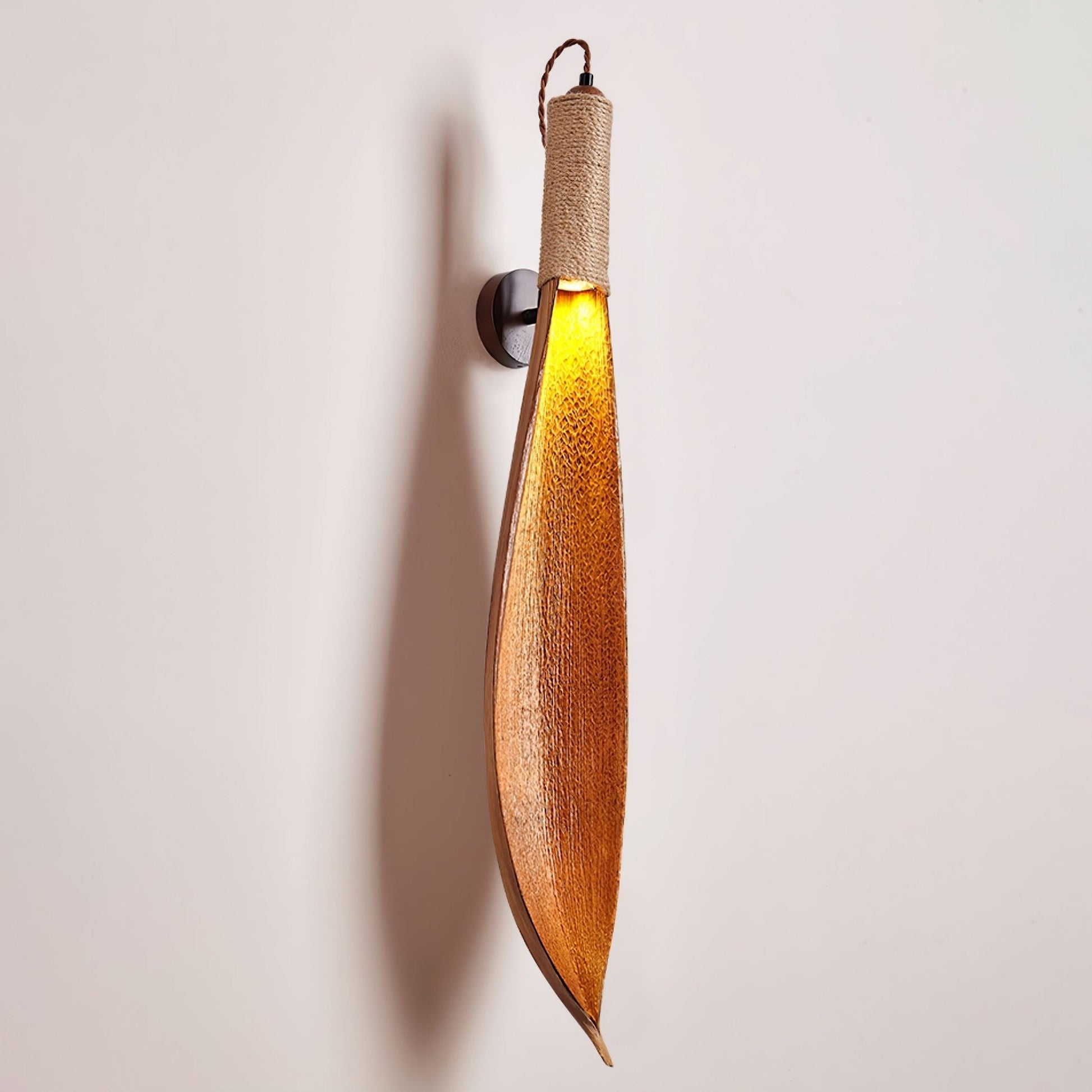 Rustic Wall Sconce Lighting | Organic Jute Design with Cocoa Leaves 9
