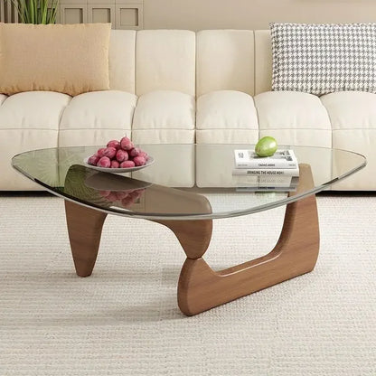 Modern Glass Coffee Table | Sleek Wood Base for Elegant Living Spaces 1