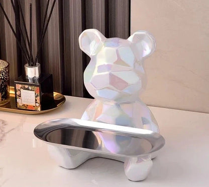 Geometric Bear Statue | Stylish Design with Built-in Storage Tray 5