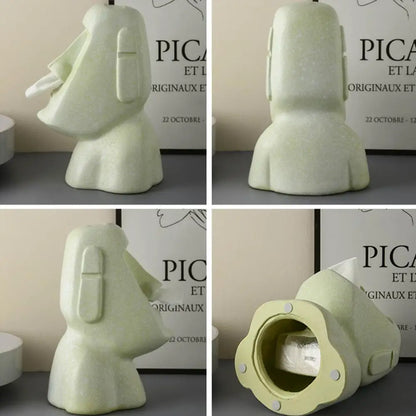 Easter Island Bust Tissue Box | Unique Ceramic Design for Home Decor 10