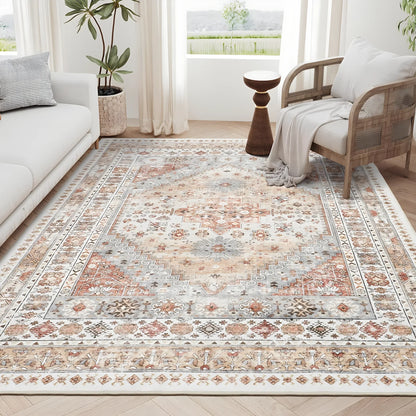 Bohemian Velvet Area Rug | Soft, Washable, Vintage Design 3