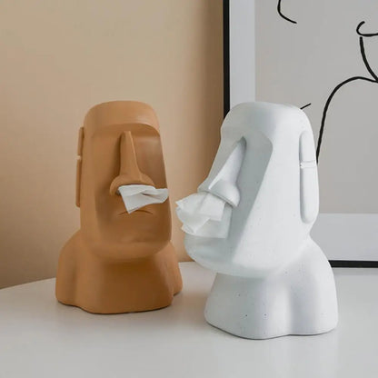 Easter Island Bust Tissue Box | Unique Ceramic Design for Home Decor 1