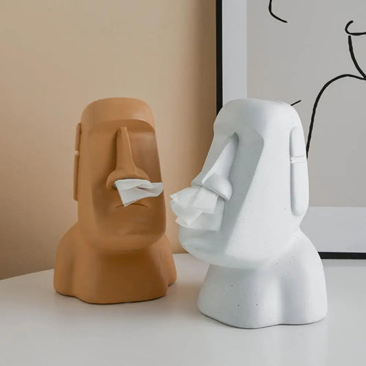 Easter Island Bust Tissue Box | Unique Ceramic Design for Home Decor 1