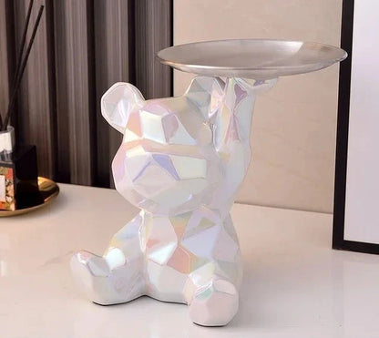 Geometric Bear Statue | Stylish Design with Built-in Storage Tray 9