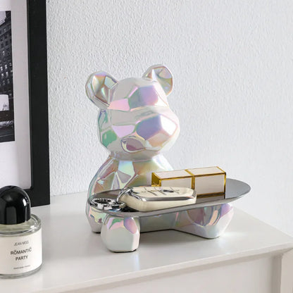 Geometric Bear Statue | Stylish Design with Built-in Storage Tray 2