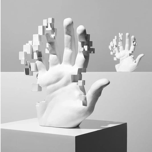 Pixelated Hand Statue | Modern Resin Decorative Art Piece 1