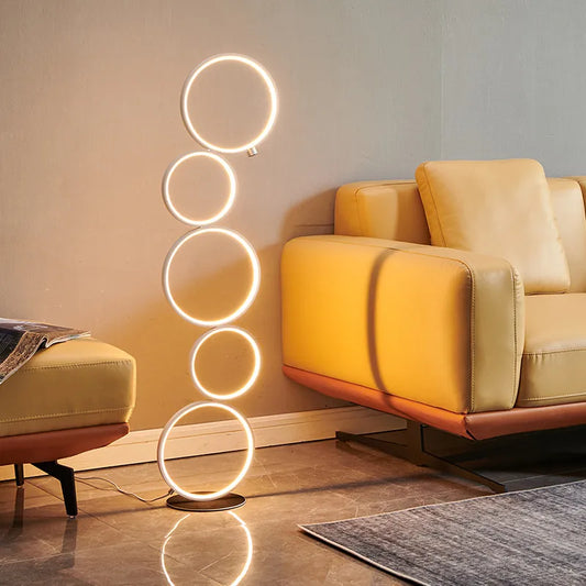 Minimalist Floor Lamp | Five Interconnected Rings with Dimmable LED 1