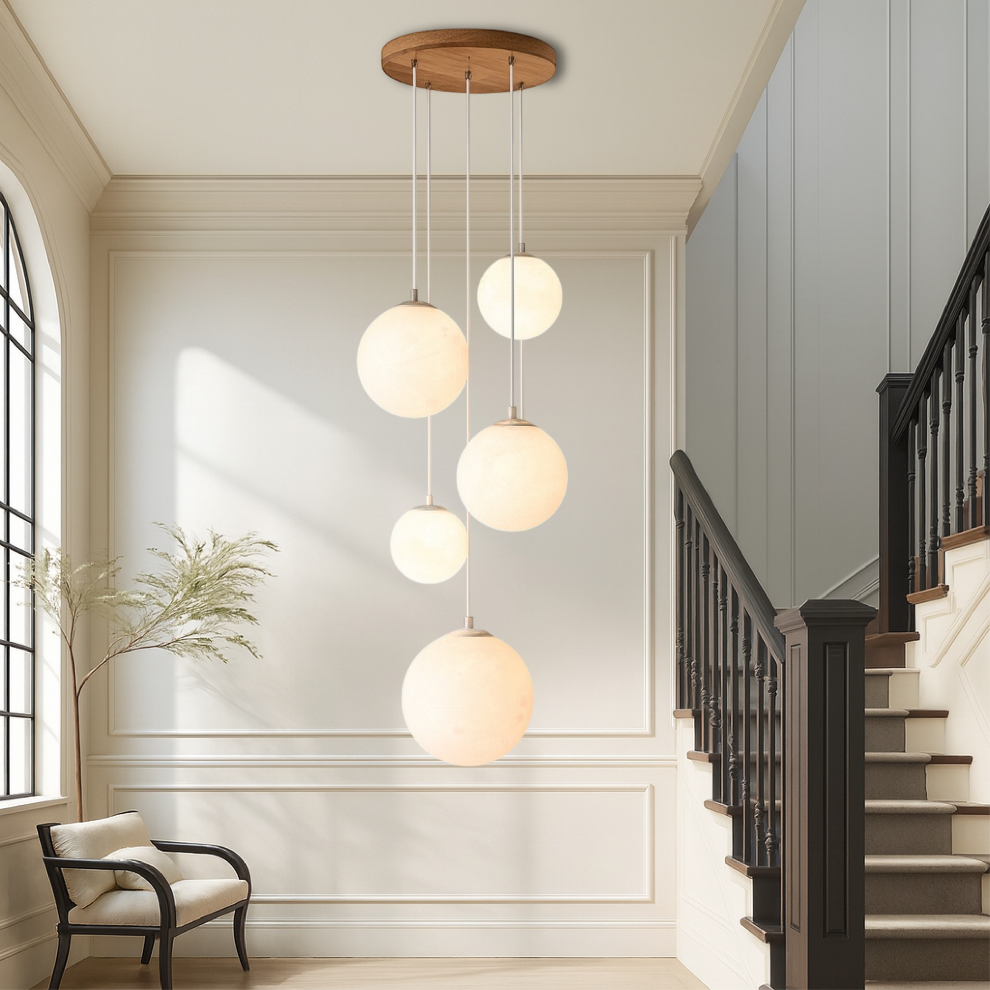 Scandinavian Chandelier | Moon Lamp for Staircase and Dining Room 0