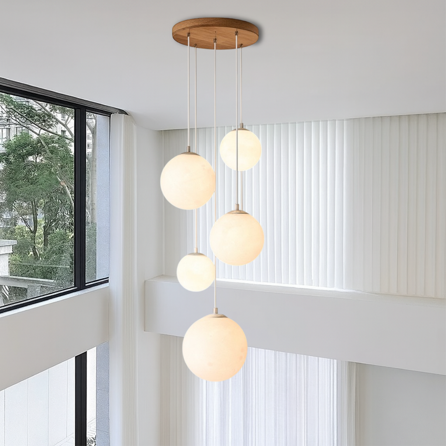 Scandinavian Chandelier | Moon Lamp for Staircase and Dining Room 1