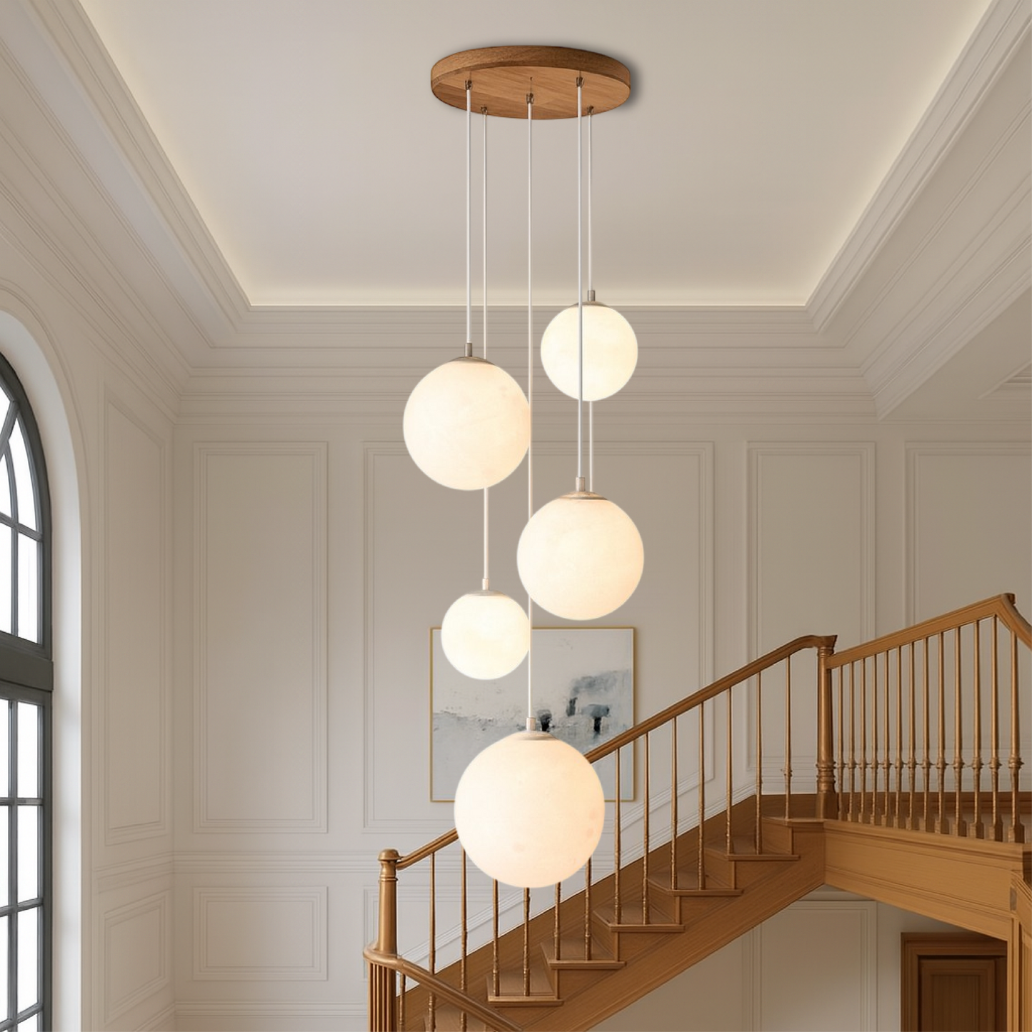 Scandinavian Chandelier | Moon Lamp for Staircase and Dining Room 3