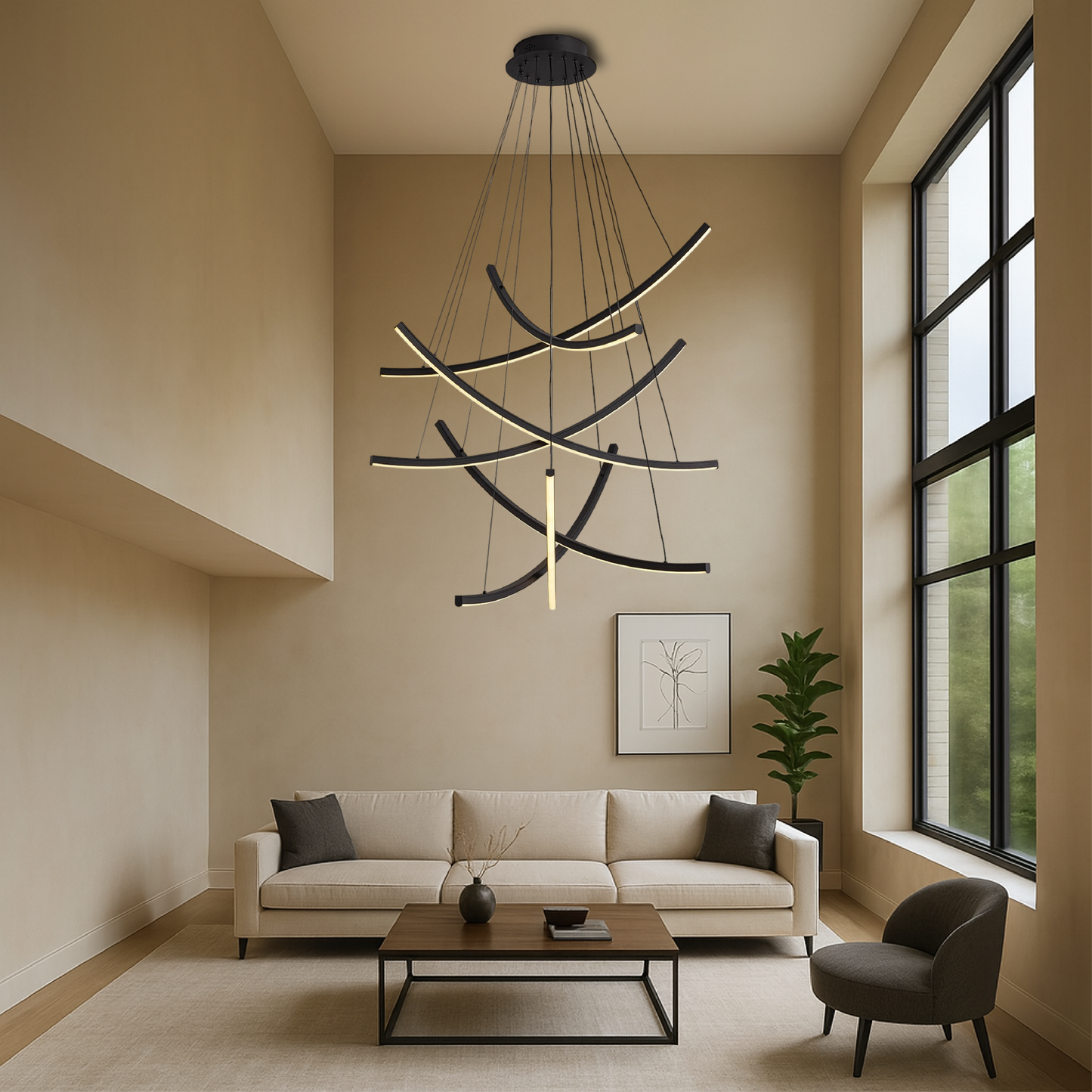 Scandinavian Staircase Chandelier | Modern LED Design with Adjustable Height 0