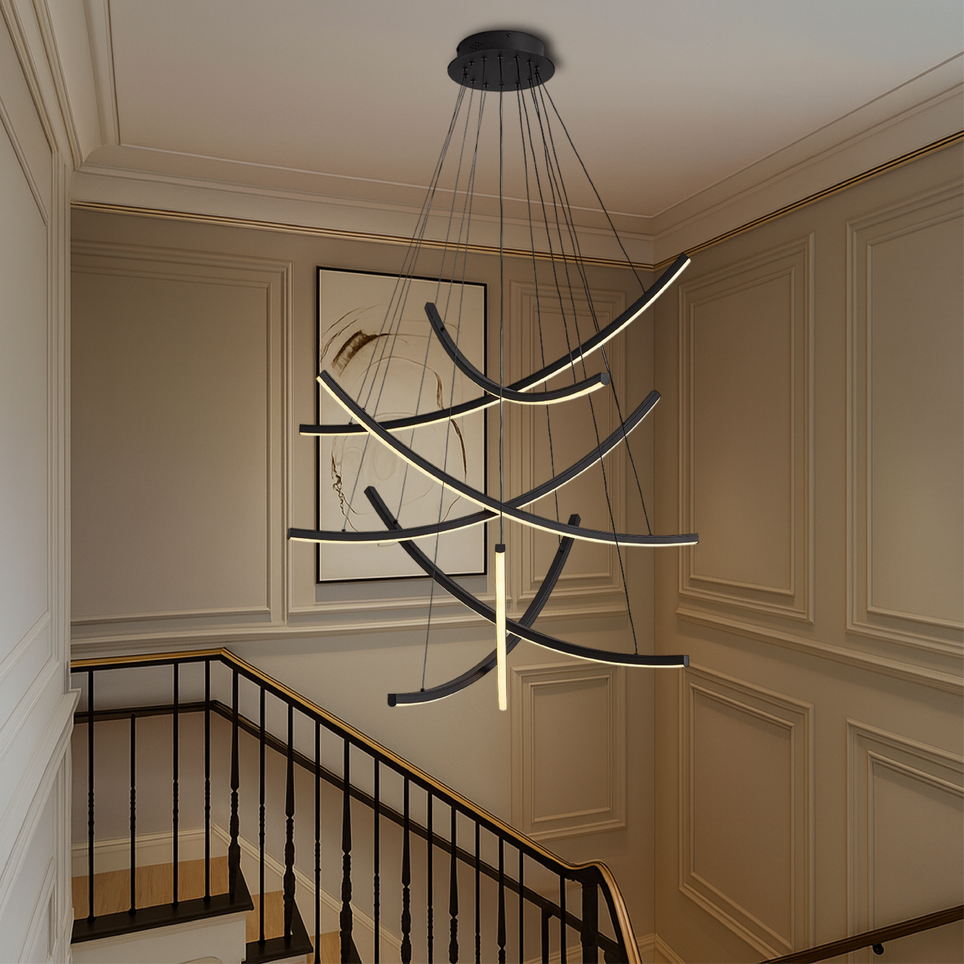 Scandinavian Staircase Chandelier | Modern LED Design with Adjustable Height 1